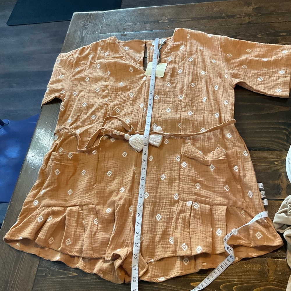BOHO STYLE Brown Romper with White Pattern NWT - Picture 6 of 7